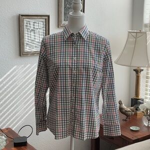 Lands' End Multicolor Plaid Blouse